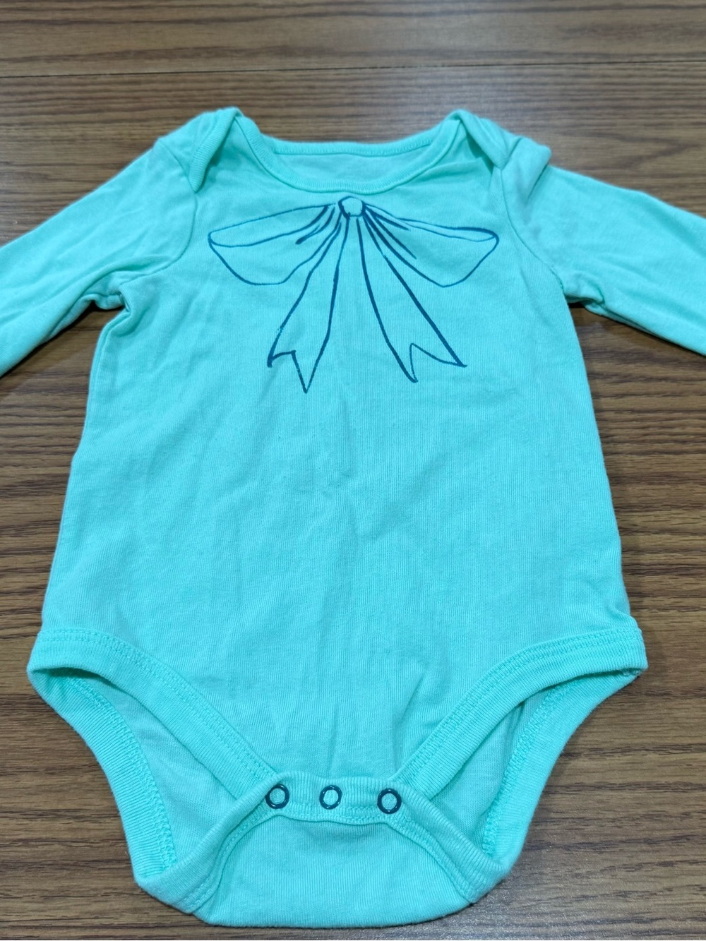 Cat & Jack Holiday Baby Girls Bodysuit - Mint Green Holiday Bow - HTF 6-9 Months
